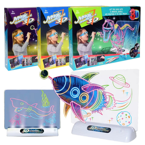 Magic 3D BIG Drawing With Pen Sketchpad Tablet Light Effects Board Gifts LED Lights Glow Art Drawing Board Toys for Kids