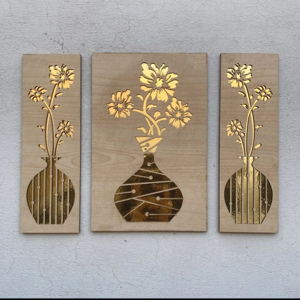 3Pcs Floral Wall Art, Acrylic wall Hangings