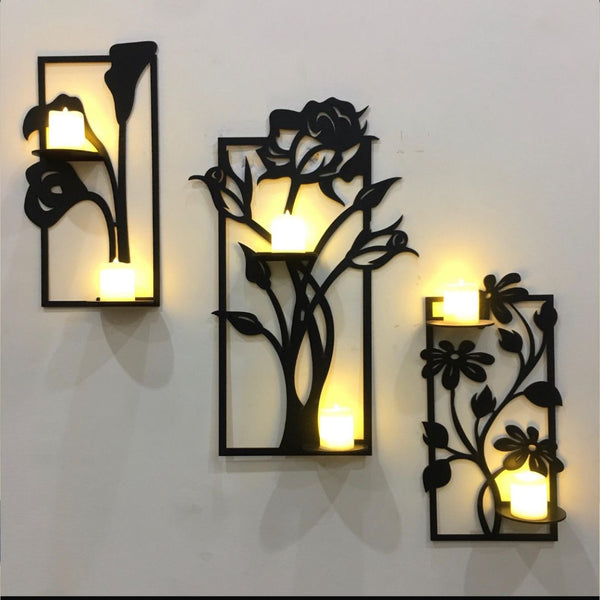 Set Of 3 Decorative Wooden Wall Shelfs